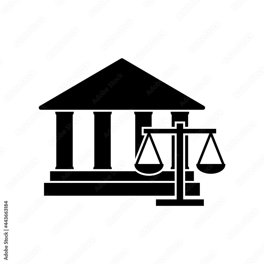 Court icon, justice logo isolated on a white background Court icon, justice logo isolated on a white background