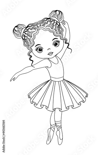 Vector Black and White Ballerina Girl for Coloring