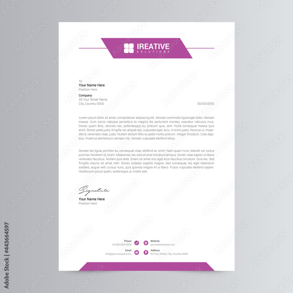 Clean and Corporate Letterhead Template Design	
