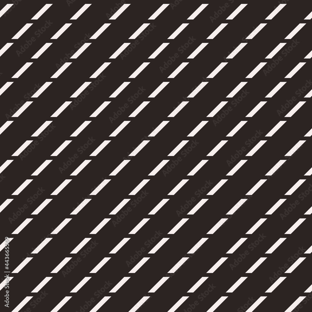 Diagonal white dashed lines and black background. Vector repeated diagonal stripes wallpaper. Diagonal white dashed lines and black background. Vector repeated diagonal stripes wallpaper.
