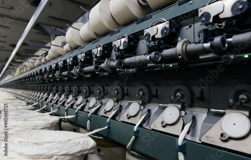 Industrial textile production of threads and yarns