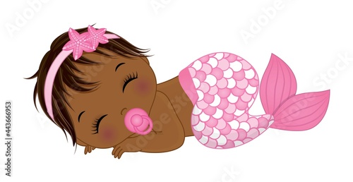African American Cute Baby Mermaid with Pacifier
