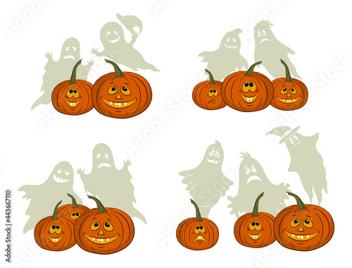 Halloween Pumpkins and Ghosts