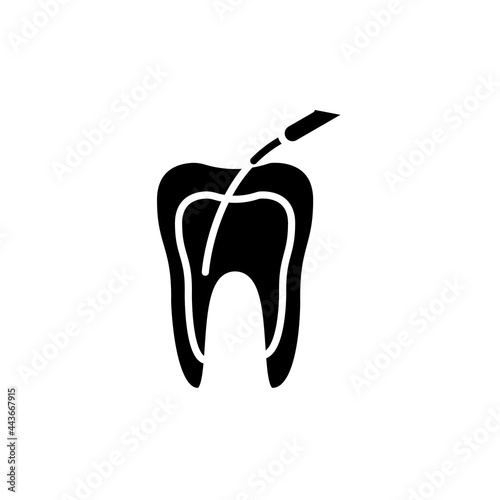 Teeth canal treatment line icon. Isolated vector element.
