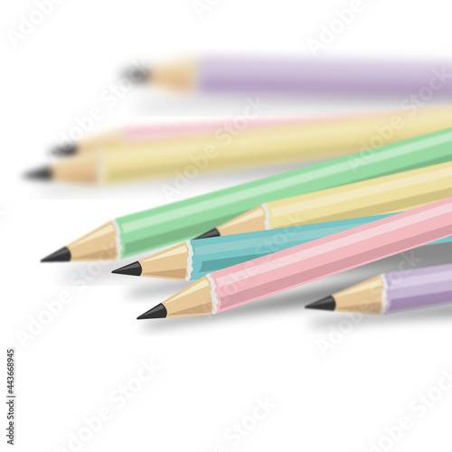 colorful set of pencils on the white table