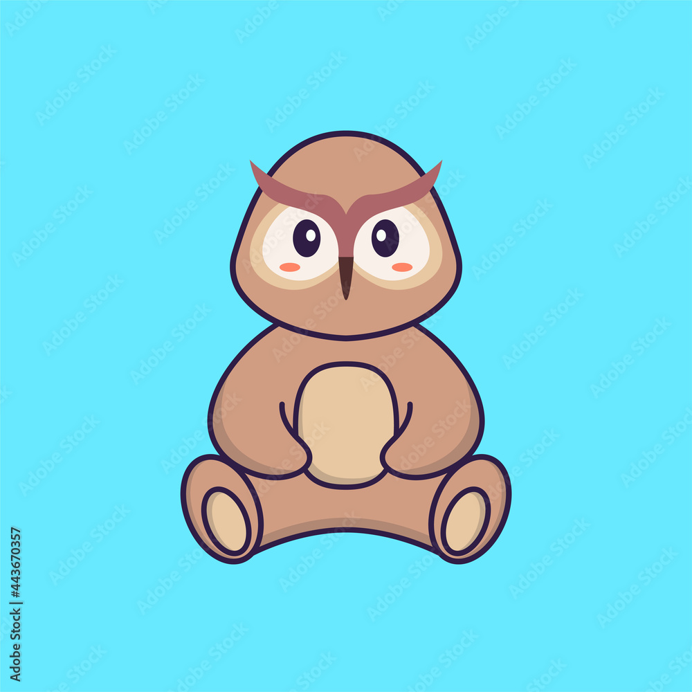 Cute owl is sitting. Animal cartoon concept isolated. Can used for t-shirt, greeting card, invitation card or mascot. Flat Cartoon Style Cute owl is sitting. Animal cartoon concept isolated. Can used for t-shirt, greeting card, invitation card or mascot. Flat Cartoon Style
