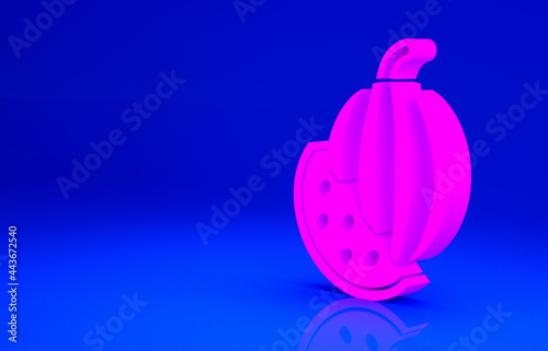 Pink Watermelon icon isolated on blue background. Minimalism concept. 3d illustration 3D render