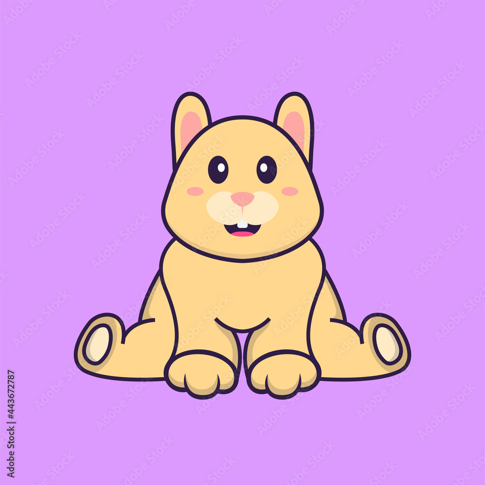 Cute rabbit is sitting. Animal cartoon concept isolated. Can used for t-shirt, greeting card, invitation card or mascot. Flat Cartoon Style Cute rabbit is sitting. Animal cartoon concept isolated. Can used for t-shirt, greeting card, invitation card or mascot. Flat Cartoon Style