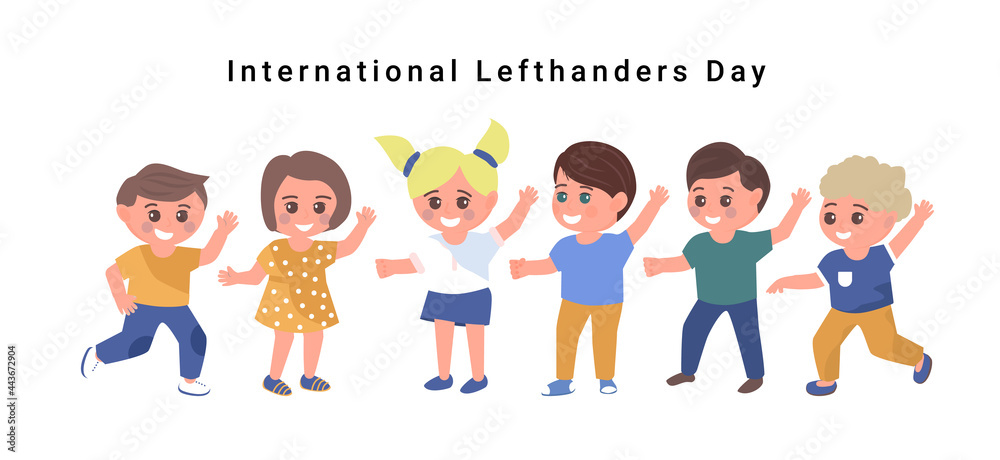 international Left handers Day celebration. 13 August Vector illustration in cartoon style for greeting card, holiday poster or banner. international Left handers Day celebration. 13 August Vector illustration in cartoon style for greeting card, holiday poster or banner.