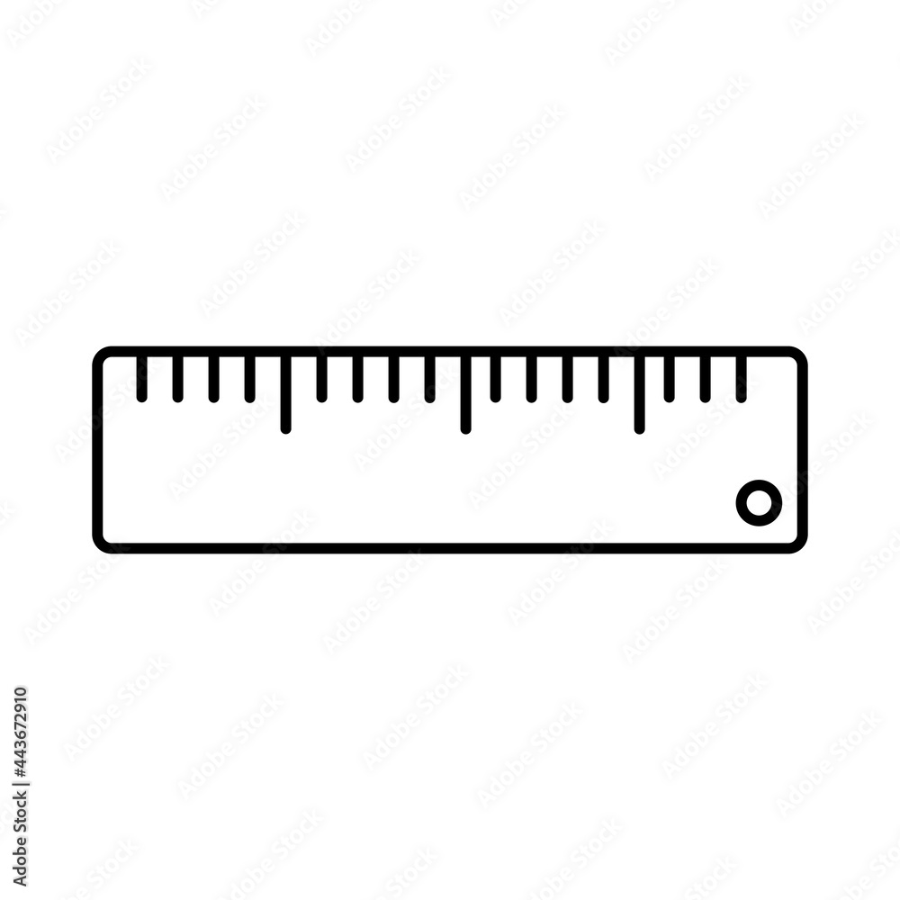 School ruler, drawing tool, simple linear icon isolated on white background. Stationery for school, office. Back to school. Vector illustration