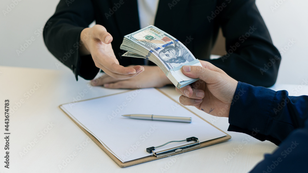 Businessman bribes officials to sign approval through illegal schemes Fraud and Corruption or anything illegal, anti-maltreatment and social injustice concepts and lawyers.