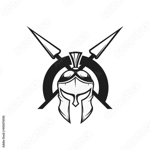 warrior helmet logo design vector illustration