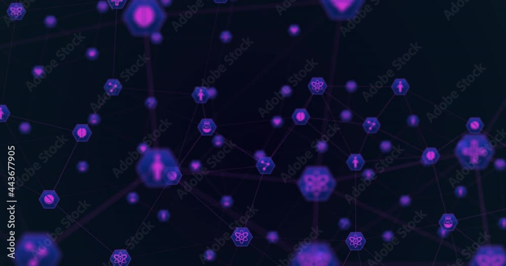 Animation of network of connections with icons Animation of network of connections with icons