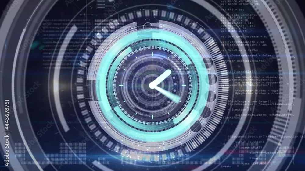 Animation of clock, scope scanning and data processing Animation of clock, scope scanning and data processing