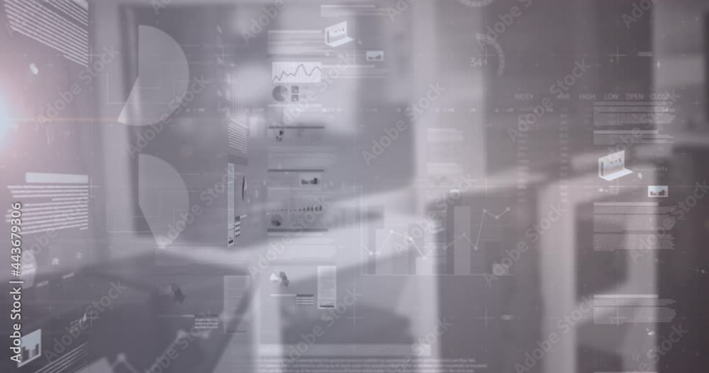 Animation of data processing over empty premises interiors Animation of data processing over empty premises interiors