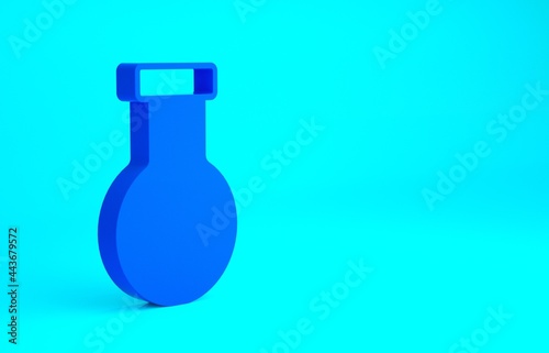 Blue Test tube and flask chemical laboratory test icon isolated on blue background. Laboratory glassware sign. Minimalism concept. 3d illustration 3D render