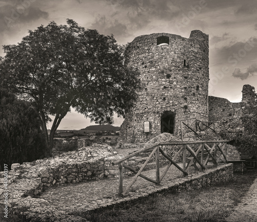 ancient ruins fortress monochrome in Italy