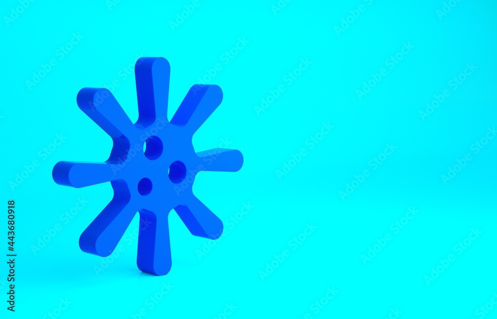 Blue Bacteria icon isolated on blue background. Bacteria and germs, microorganism disease causing, cell cancer, microbe, virus, fungi. Minimalism concept. 3d illustration 3D render Blue Bacteria icon isolated on blue background. Bacteria and germs, microorganism disease causing, cell cancer, microbe, virus, fungi. Minimalism concept. 3d illustration 3D render