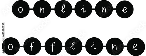 Words Online Offline vector black and white graphics