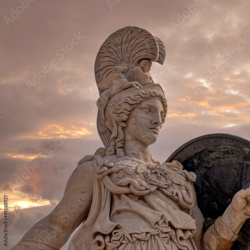 Athena ancient Greek goddess statue and impressive sky © Dimitrios