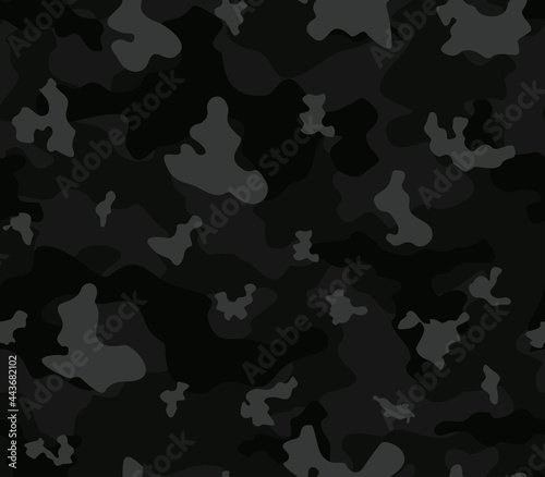  Camo black background, modern abstraction trendy clothing background. Night pattern.