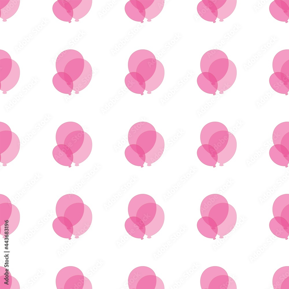 vector seamless pattern with pink red birthday balloons illustration on white background