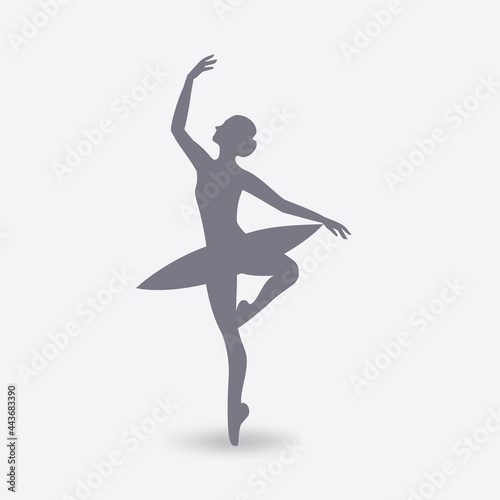 Girl Ballet Dancer silhouette on white background