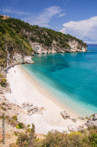 Picturesque Xigia sandy beach on north east coast of Zakynthos island, Greece