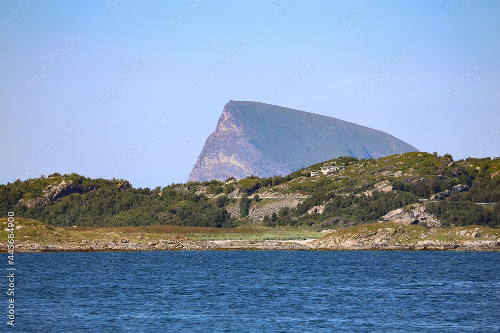 Summer landscape in Troms norway and Håja island in the background,Troms county,scandinavia,Europe