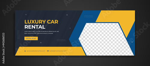 Rental car social media and facebook cover post template Premium Vector