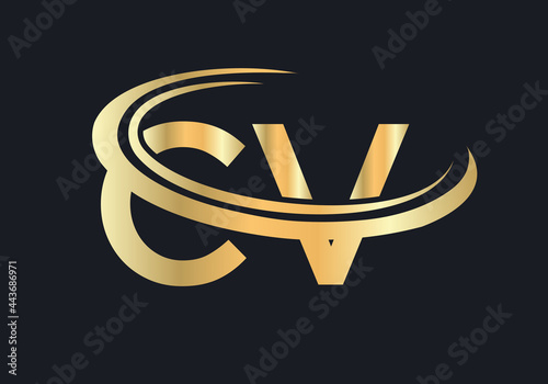 Initial CV logo. CV letter logo design vector template