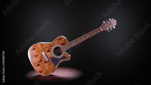 3d illustration of an old scratchy guitar
