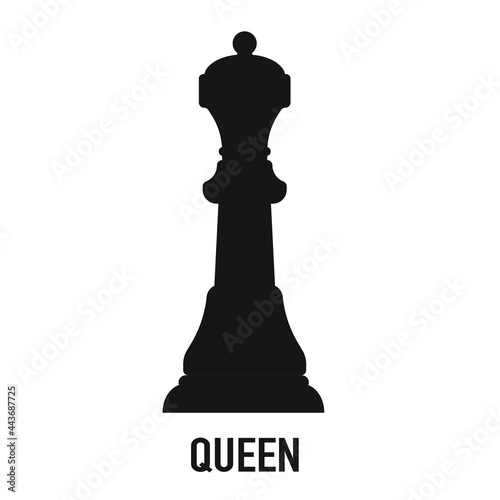 Chess piece Queen on white and black. Vector illustration.