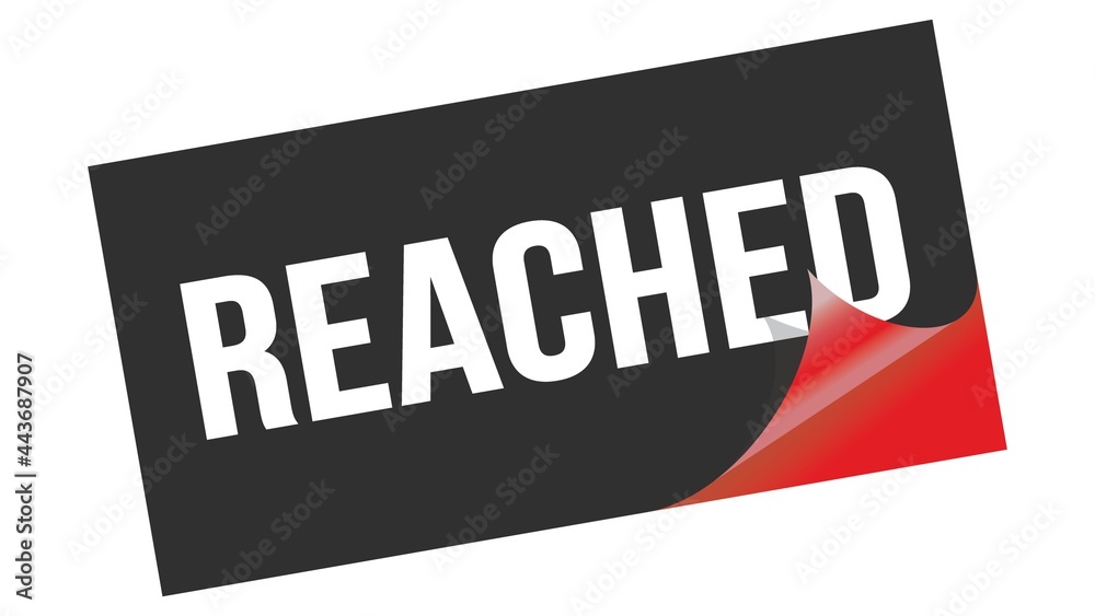 REACHED text on black red sticker stamp. REACHED text on black red sticker stamp.