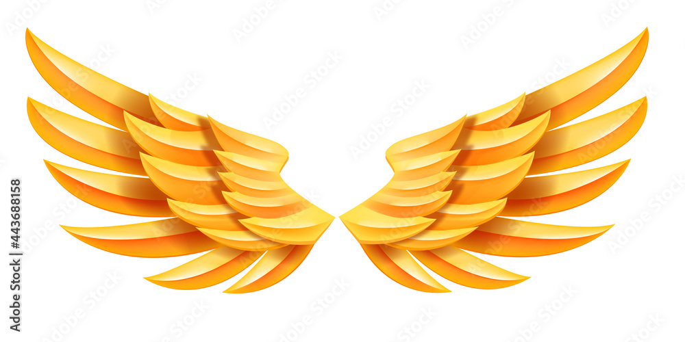 Angel golden vector wings illustration, fantasy abstract eagle luxury