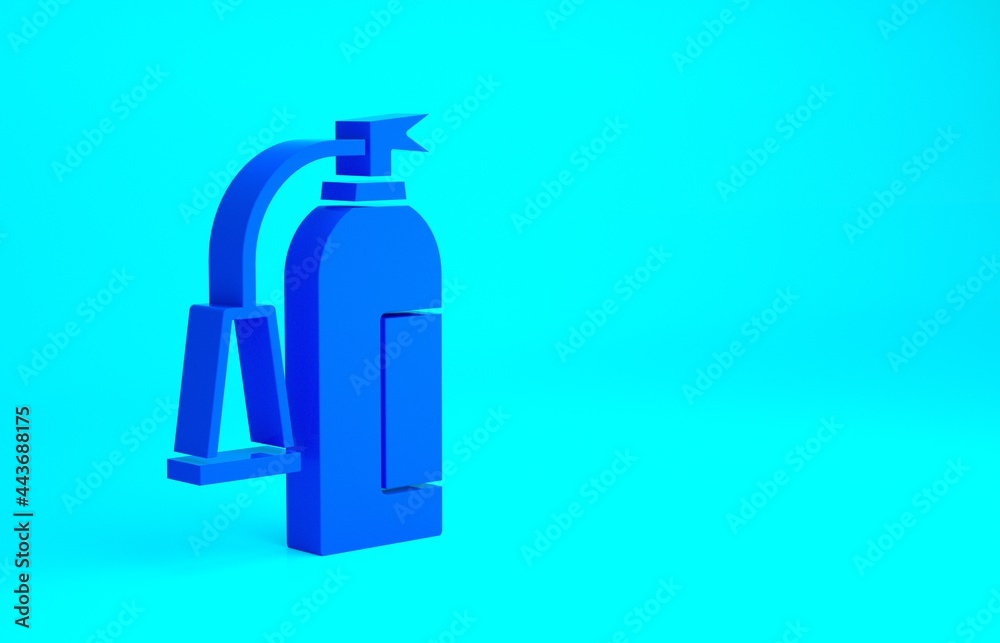 Blue Fire extinguisher icon isolated on blue background. Minimalism concept. 3d illustration 3D render