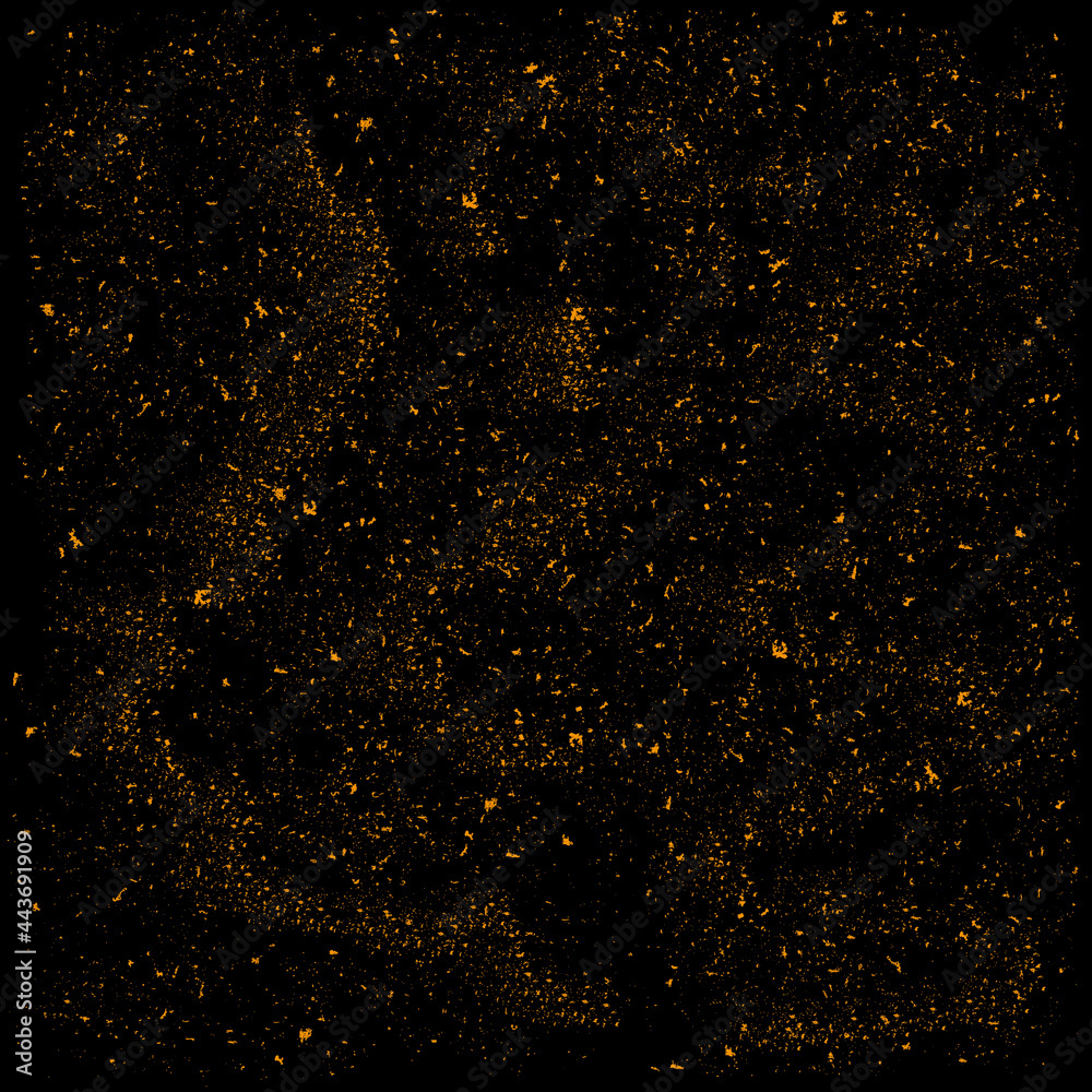 Vector grunge background. Golden cosmic dust on a dark background.