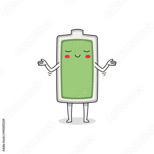 Cute battery cartoon character not caring