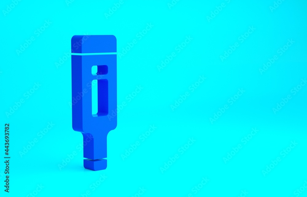 Blue Medical digital thermometer for medical examination icon isolated on blue background. Minimalism concept. 3d illustration 3D render Blue Medical digital thermometer for medical examination icon isolated on blue background. Minimalism concept. 3d illustration 3D render