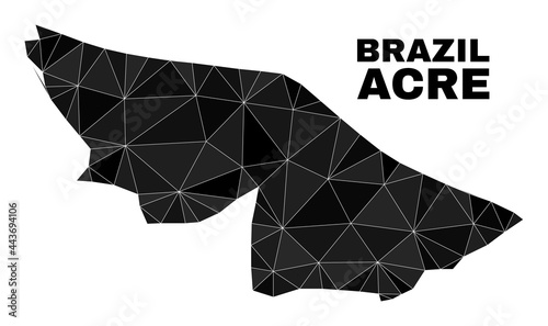 Low-poly Acre State map. Polygonal Acre State map vector constructed with chaotic triangles. Triangulated Acre State map polygonal abstraction for education posters.