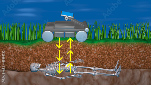 Slika na platnu Ground penetrating radar finds human cadaver