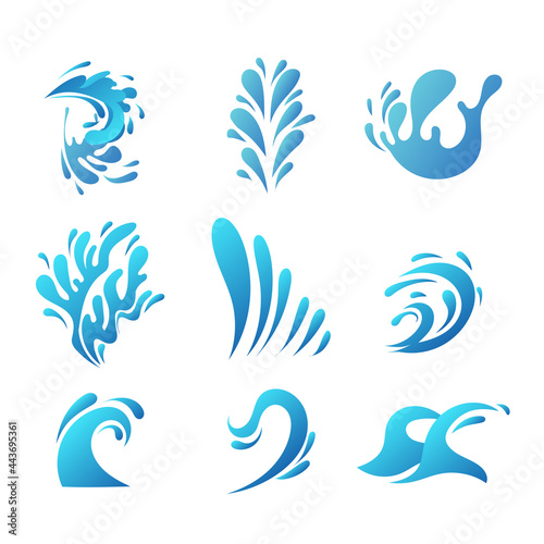 Sea waves vector set isolated on white background, illustration Vector EPS 10
