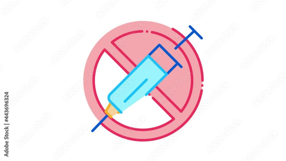 injection ban Icon Animation. color injection ban animated icon on white background injection ban Icon Animation. color injection ban animated icon on white background