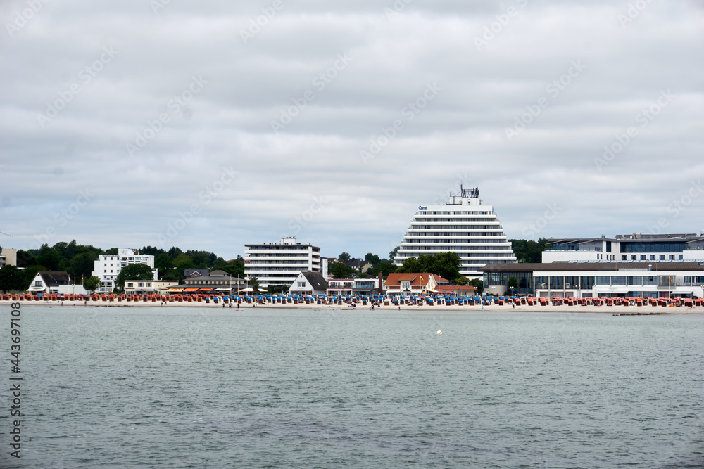 beach promenade in groemitz baltic sea taken from the sea bridge beach promenade in groemitz baltic sea taken from the sea bridge
