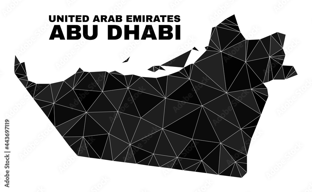 Uae Polygon Low-poly Abu Dhabi Emirate map. Polygonal Abu Dhabi Emirate map vector ...