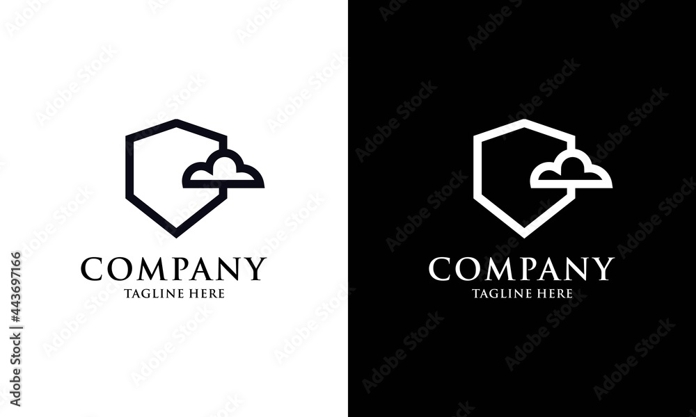 vector online secure and guarded shield cloud storage logo design vector template. vector online secure and guarded shield cloud storage logo design vector template.