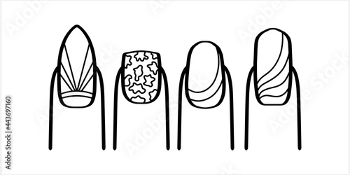 Women finger with nail. Sketch vector stock illustration. EPS 10