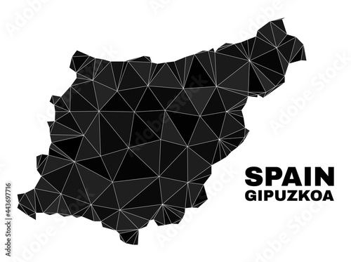 lowpoly Gipuzkoa Province map. Polygonal Gipuzkoa Province map vector combined of random triangles. Triangulated Gipuzkoa Province map polygonal collage for patriotic posters.