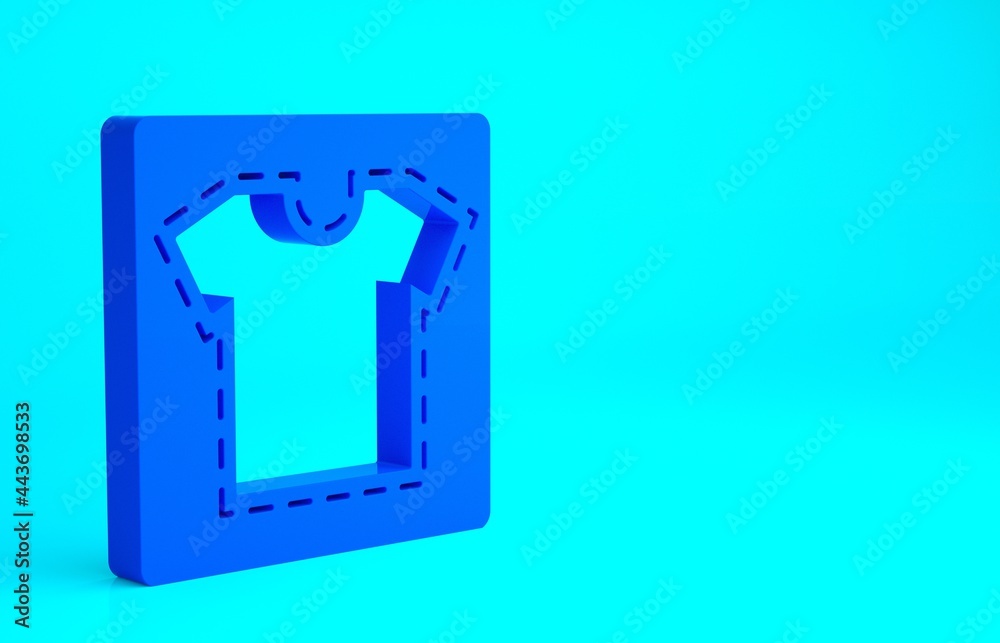 Blue Sewing pattern icon isolated on blue background. Markings for sewing. Minimalism concept. 3d illustration 3D render Blue Sewing pattern icon isolated on blue background. Markings for sewing. Minimalism concept. 3d illustration 3D render