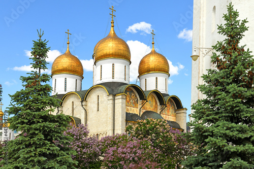 Assumption Cathedral in Moscow Kremlin, Russia. Summer sunny day